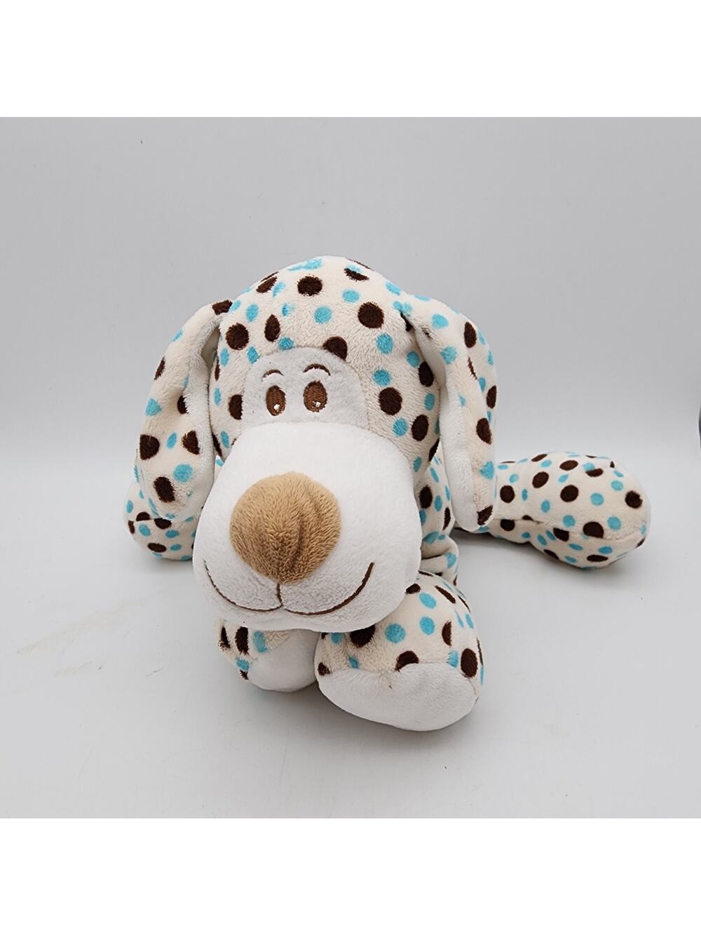 Fiesta Blue Polka Dot Puppy Dog Plush Stuffed Animal Toy 10" Stone Mountain Park